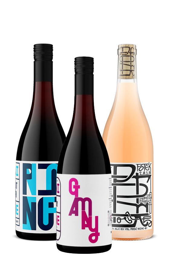 Grill Feast Essentials three-bottle wine pack — Gamay, Blanche, and Pinot Noir | Muni Wine