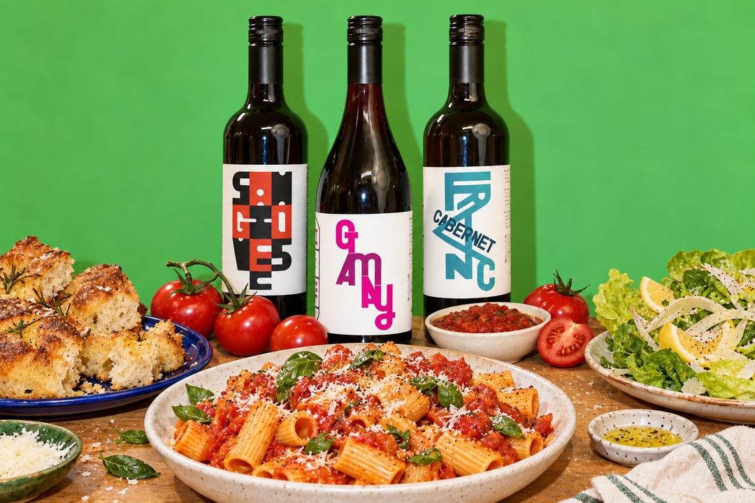 Red Sauce Society wine pack with Sangiovese, Gamay, and Cabernet Franc